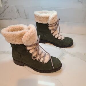 UGG Women's Green Shearling Lace-Up Boots